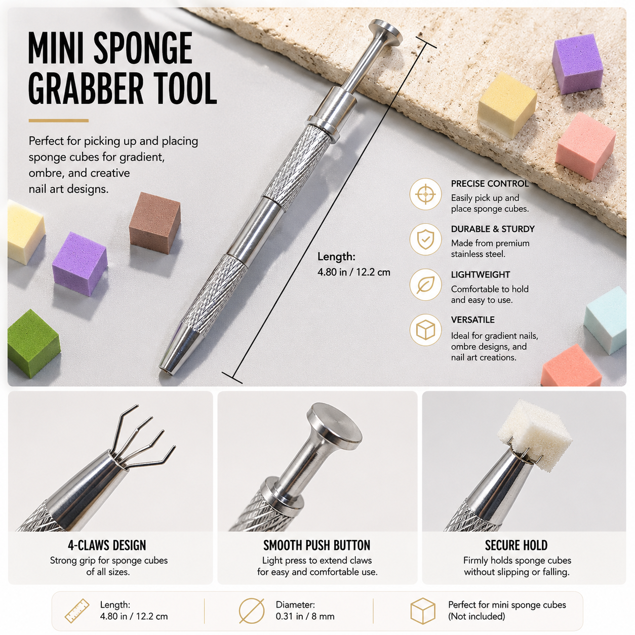 Professional Nail Art Gradient Sponge Grabber | Mini Blender Clip for Flawless Color Fades