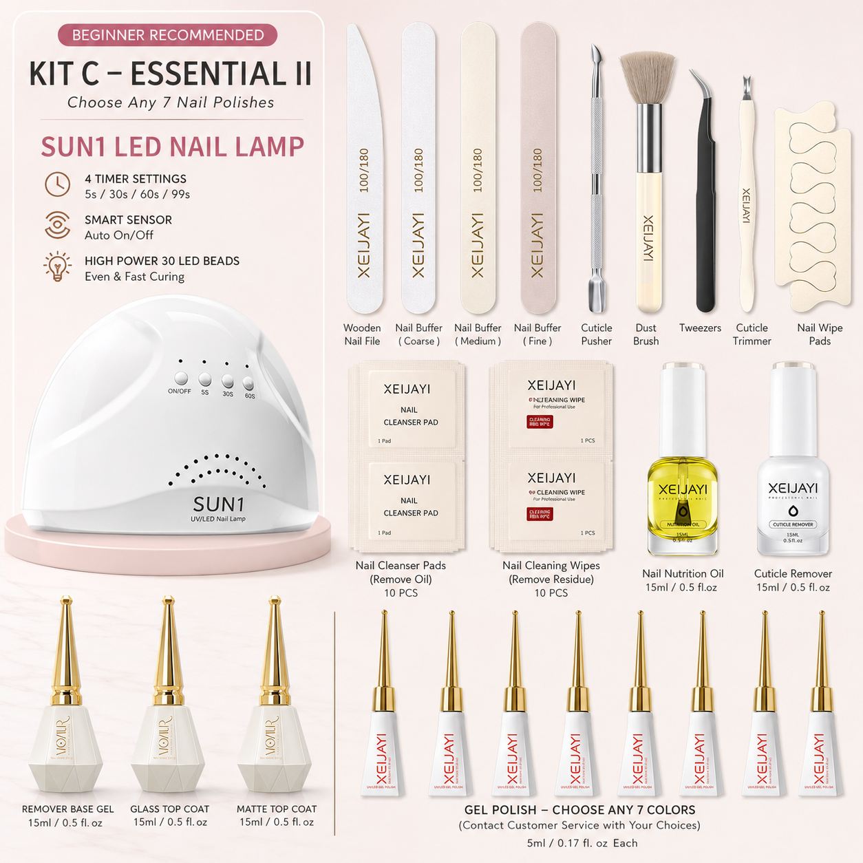 Nail Starter Kit with LED Lamp | Choose Your Light & Colors