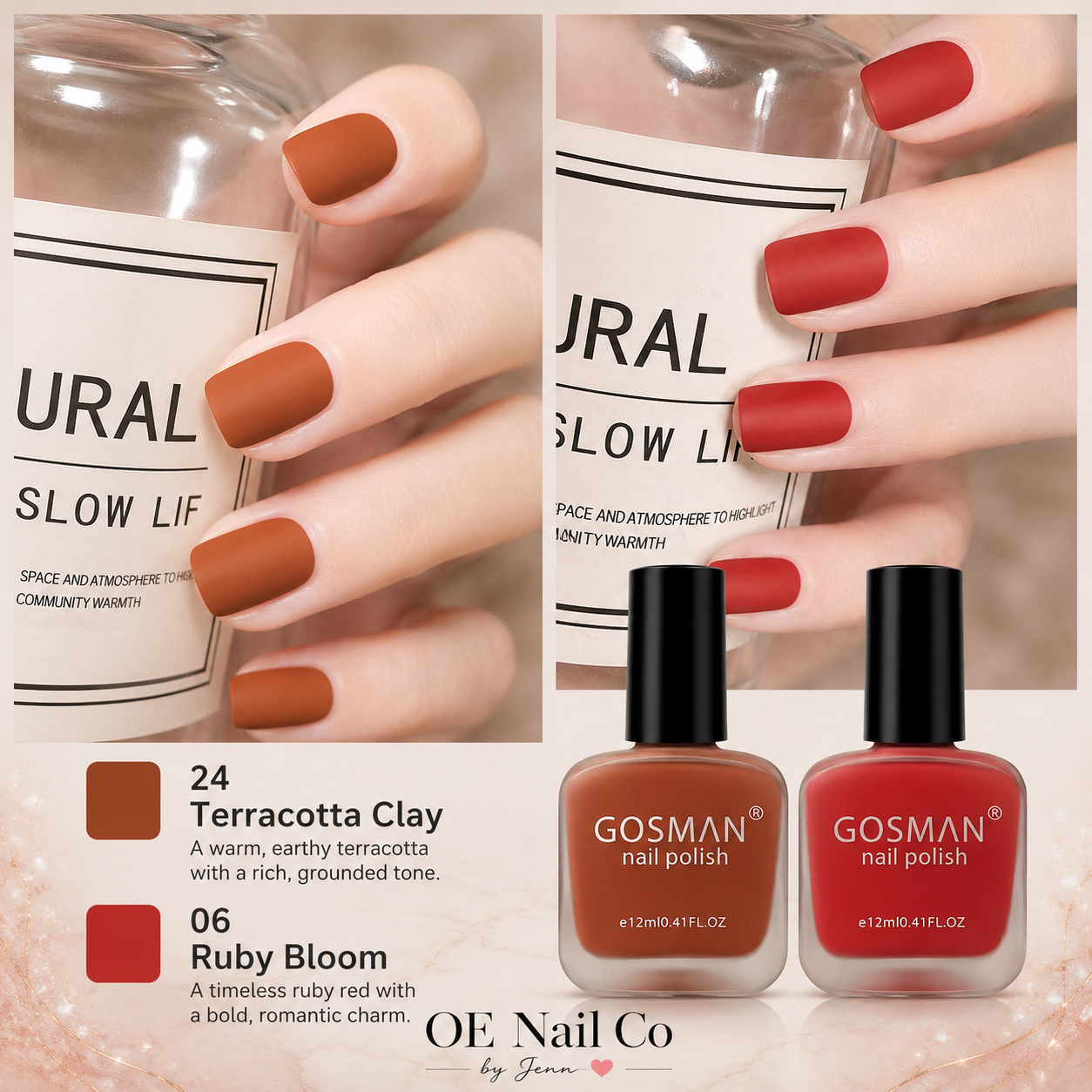Matte Nail Polish Duo Set | 22 Color Combinations with Primer & Matte Top Coat