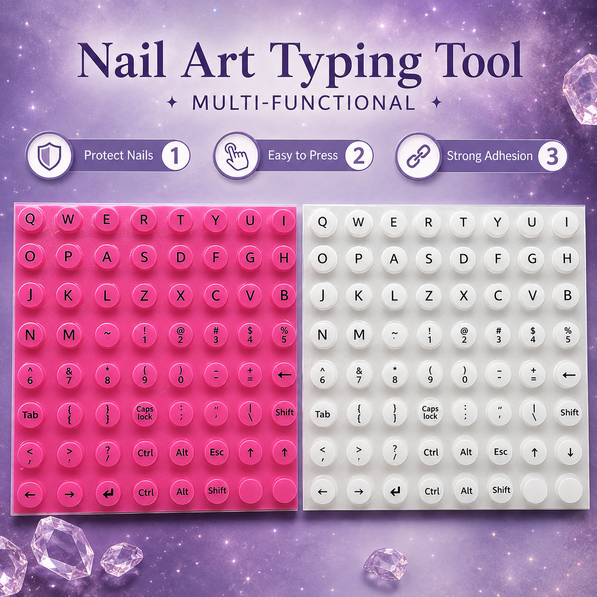 Long Nail Typing Protectors & Fingertip Caps | Raised Keyboard Stickers