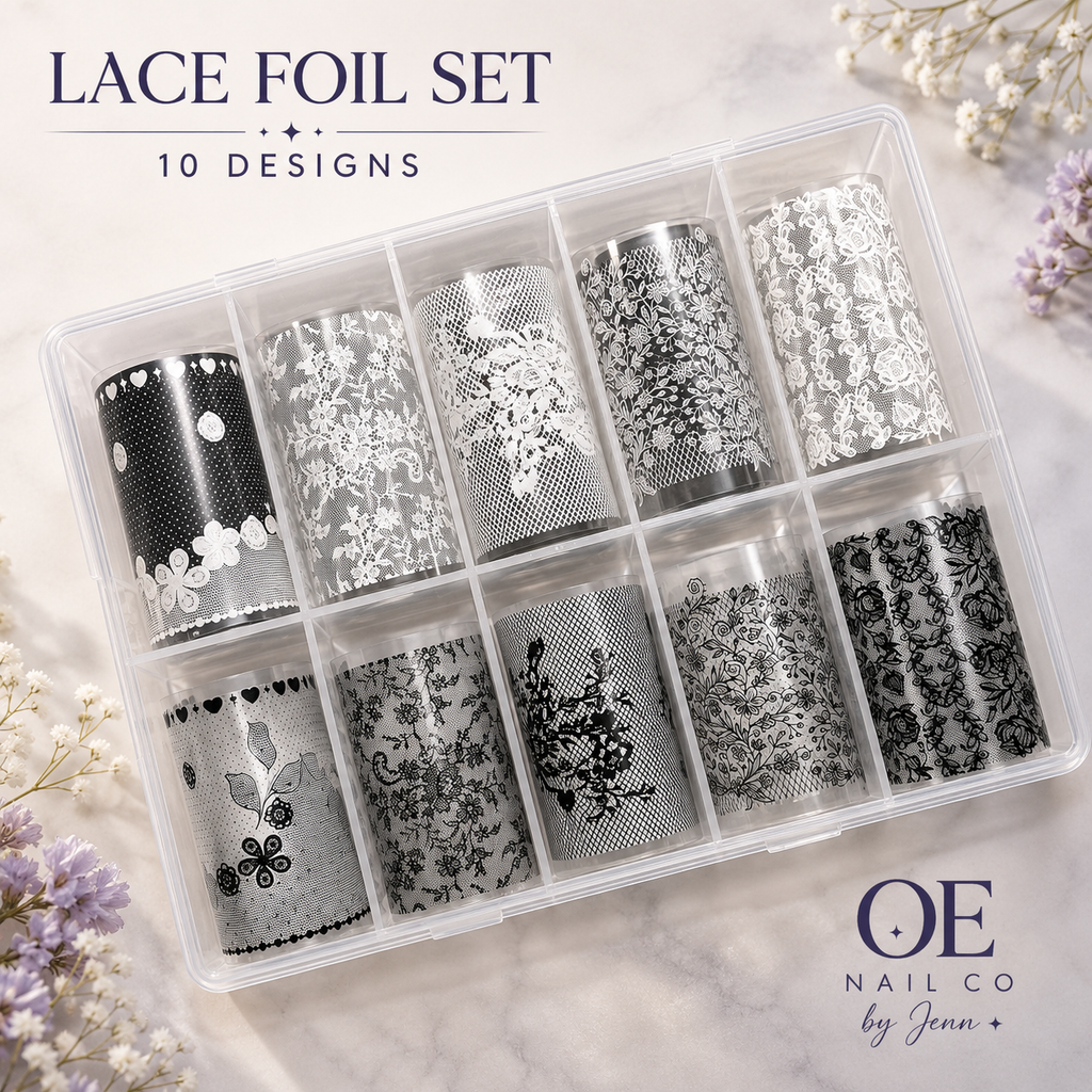 Black & White Lace Nail Art Transfer Stickers | 166 Mixed Styles
