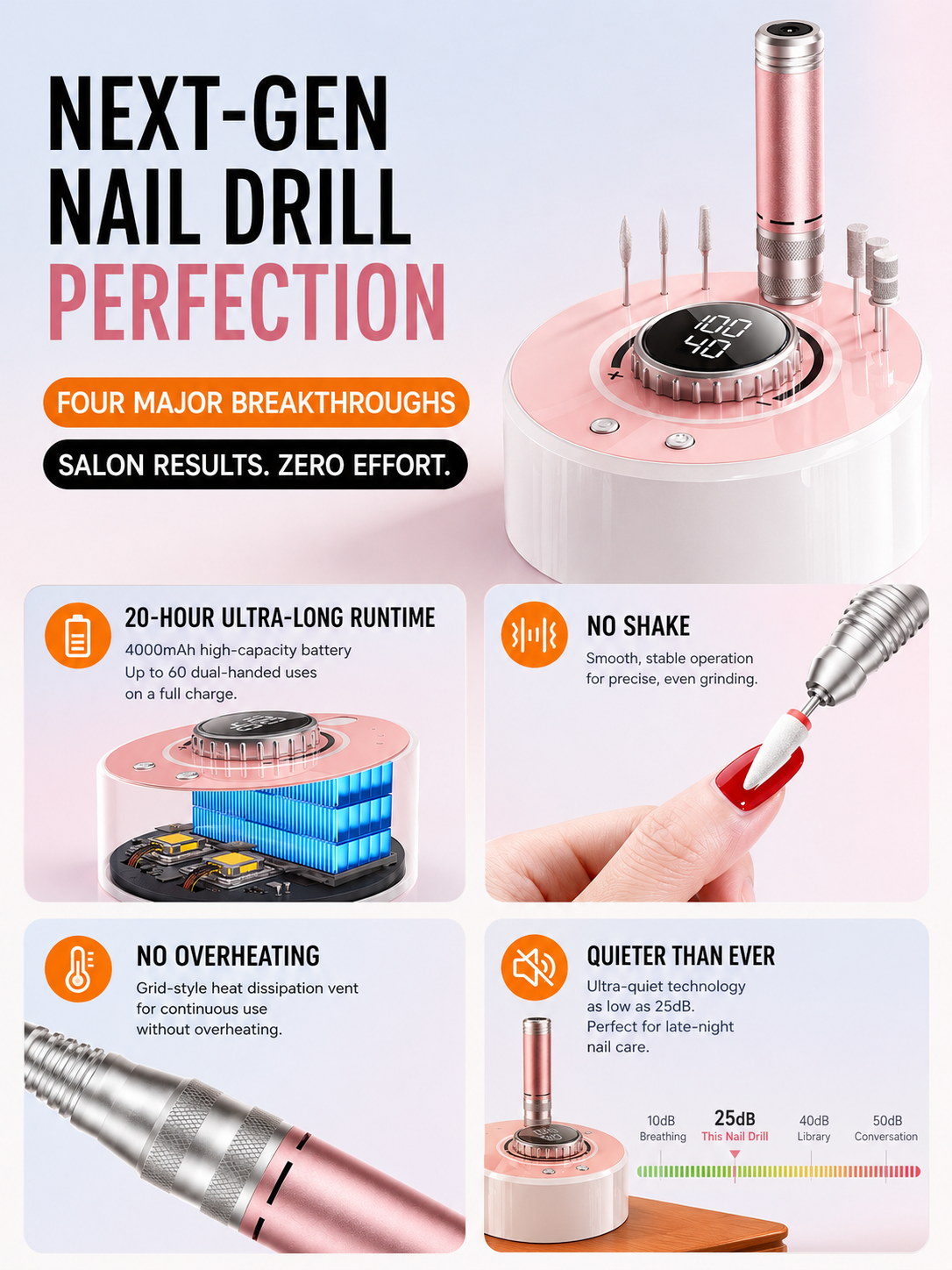 Iron Fine Nail Drill | Zero Heat, Zero Vibration, Zero Compromise