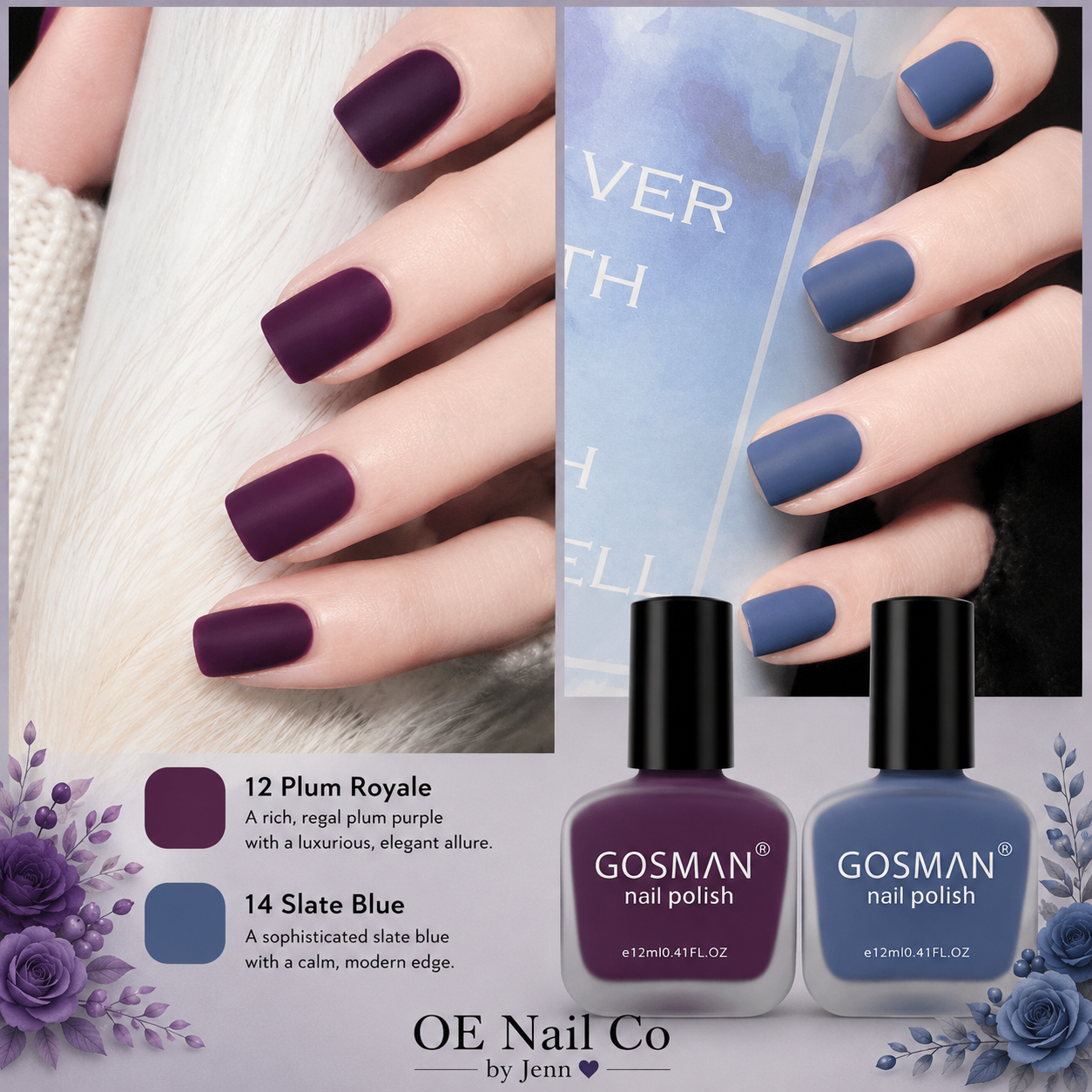 Matte Nail Polish Duo Set | 22 Color Combinations with Primer & Matte Top Coat