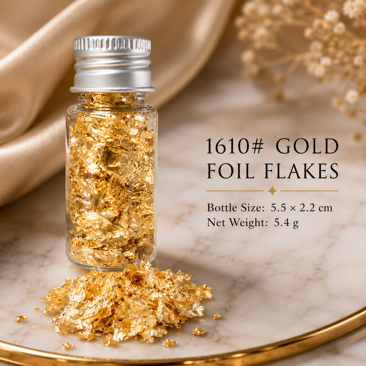 Elements Metallic Nail Foil Flakes | Gold, Silver & Rose Gold