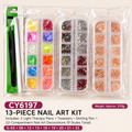 Professional 3D Nail Charm Assortment Set | Flat-Back Glass Diamonds & Gem Placement Kit