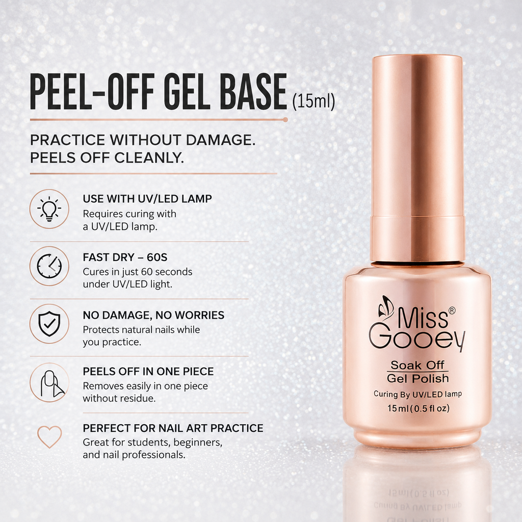 Damage-Free Peel Off Gel or Air Dry Base Coat for Nail Art Practice