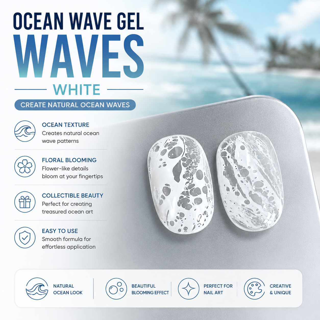 White Wave Marble Gel Polish | Cosmic Swirl Collection