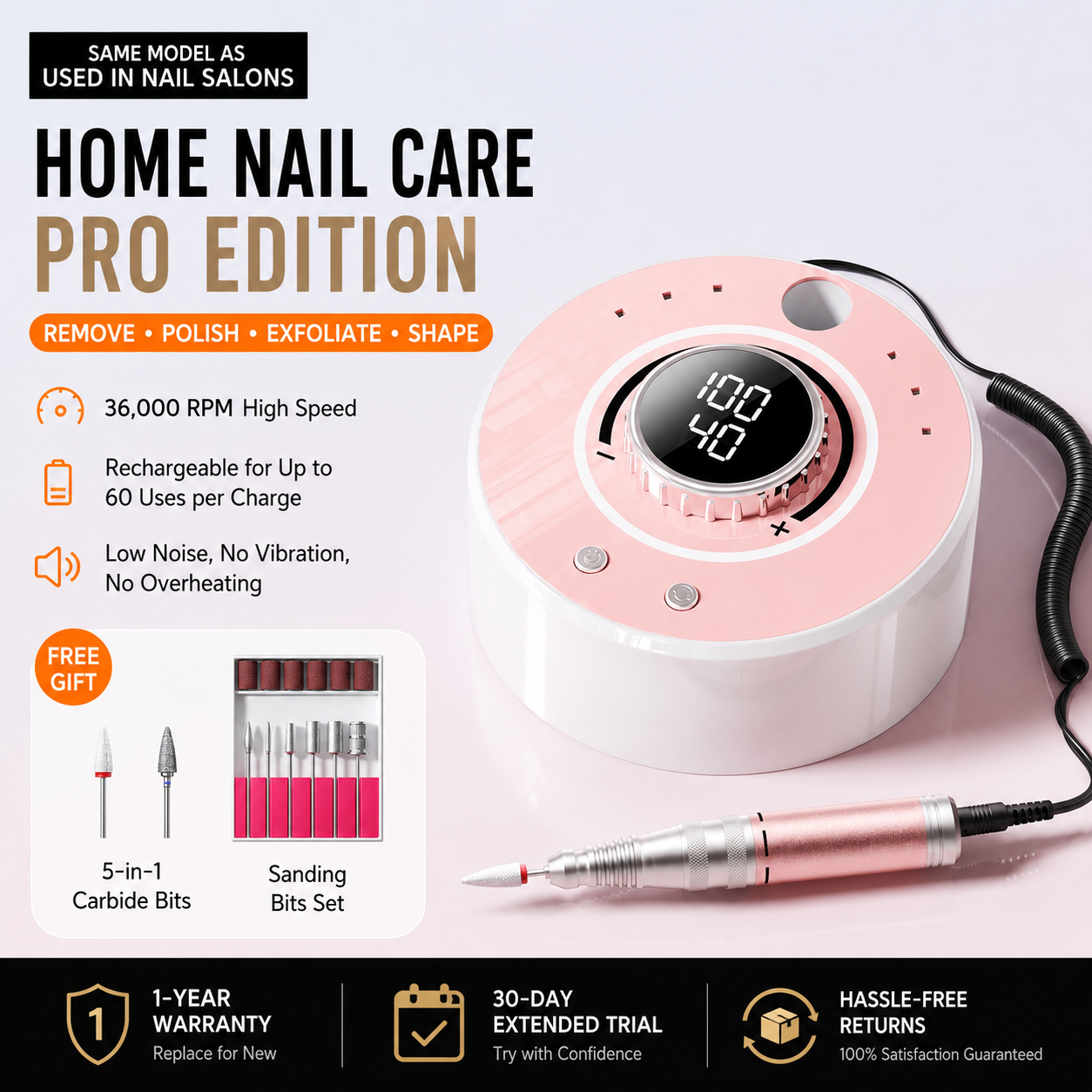 Iron Fine Nail Drill | Zero Heat, Zero Vibration, Zero Compromise