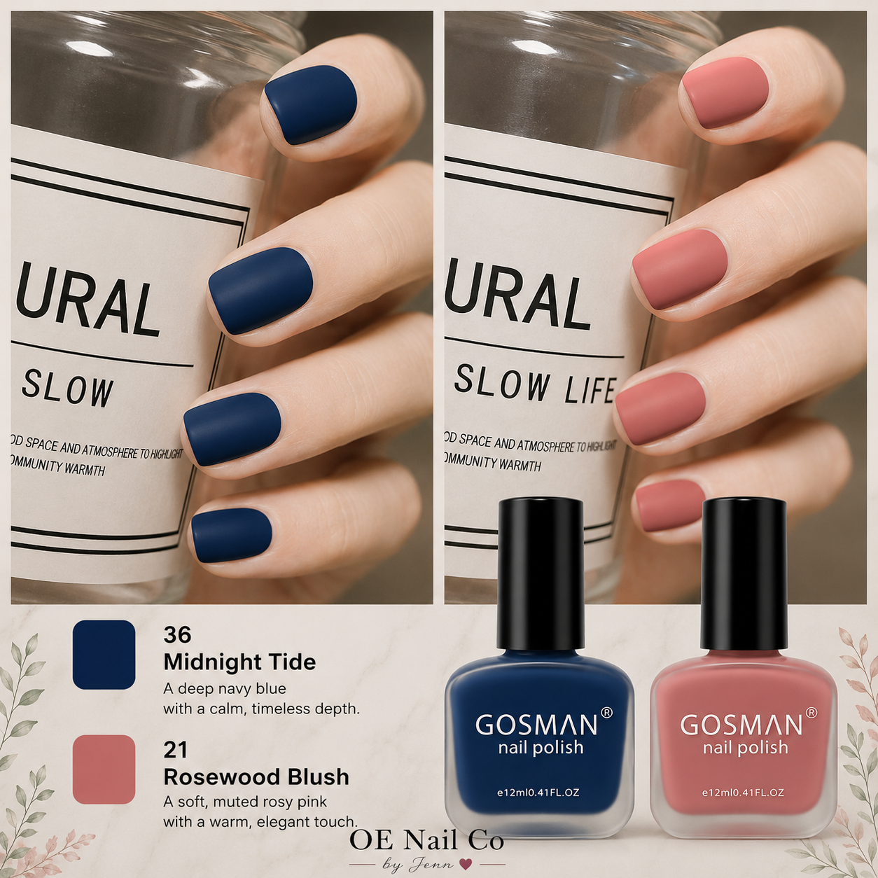 Matte Nail Polish Duo Set | 22 Color Combinations with Primer & Matte Top Coat