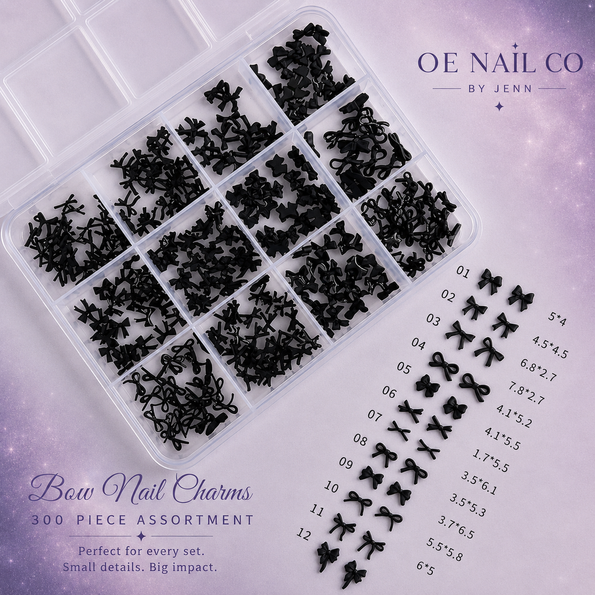 Mini Bow Nail Art Charms | 12-Piece Mixed Set