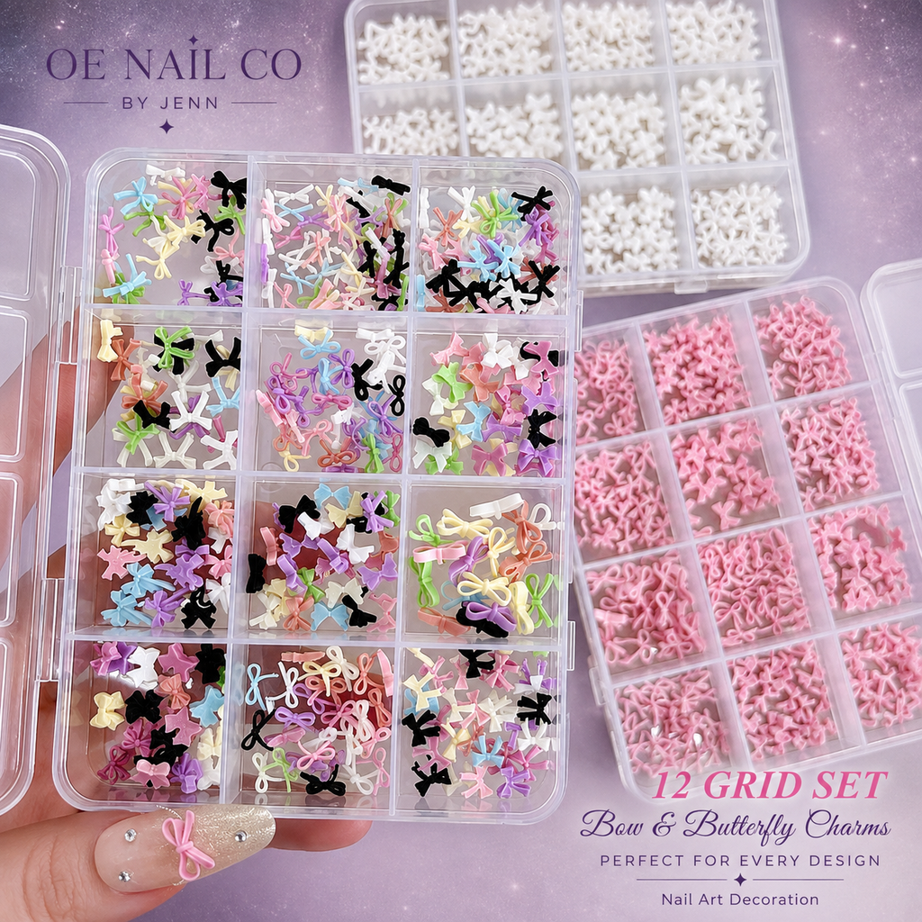 Mini Bow Nail Art Charms | 12-Piece Mixed Set