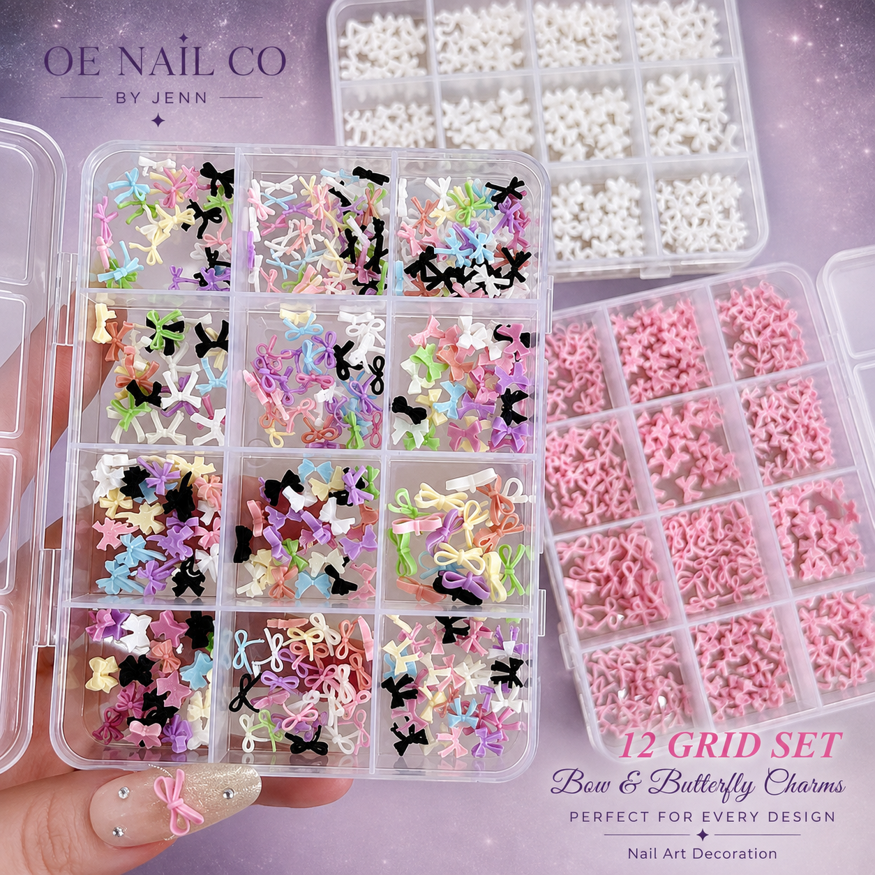Mini Bow Nail Art Charms | 12-Piece Mixed Set