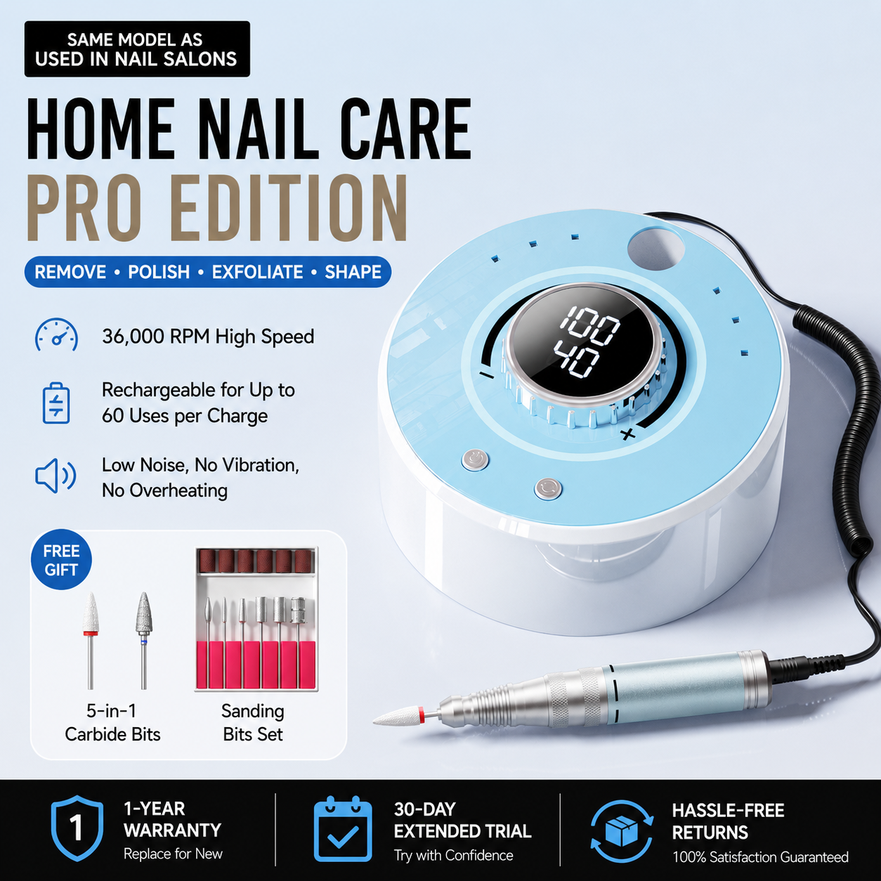 Iron Fine Nail Drill | Zero Heat, Zero Vibration, Zero Compromise