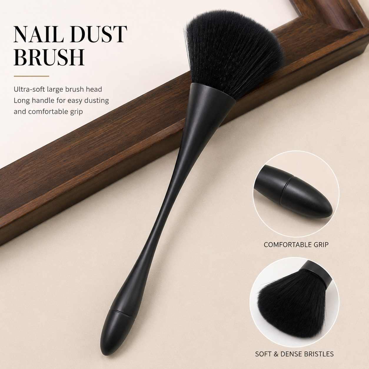 Professional Small Waist Nail Cleansing Brush | Soft Bristle Dust Remover & Makeup Powder Brush