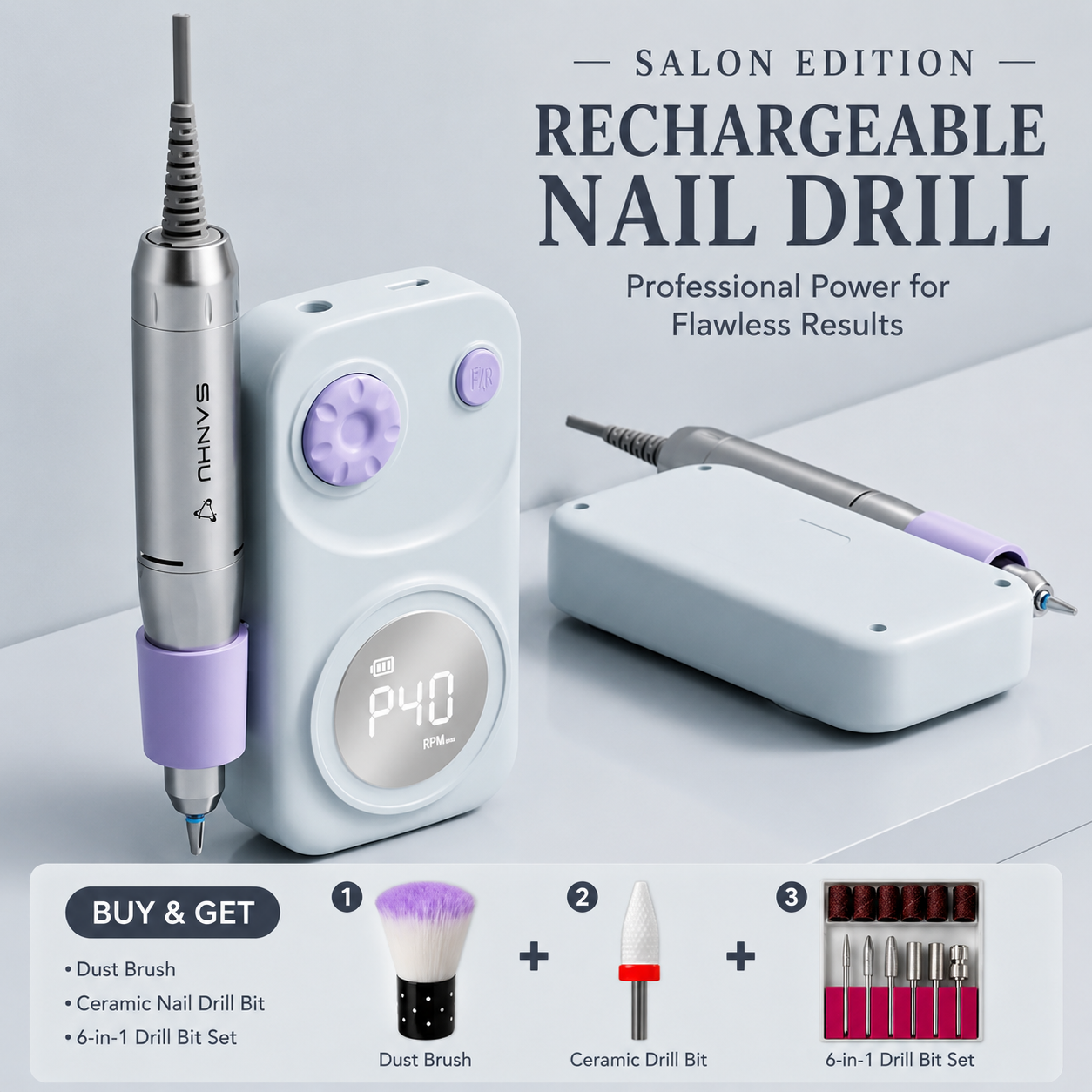 Nebula Nail Drill | Whisper-Quiet Power for Home & Salon