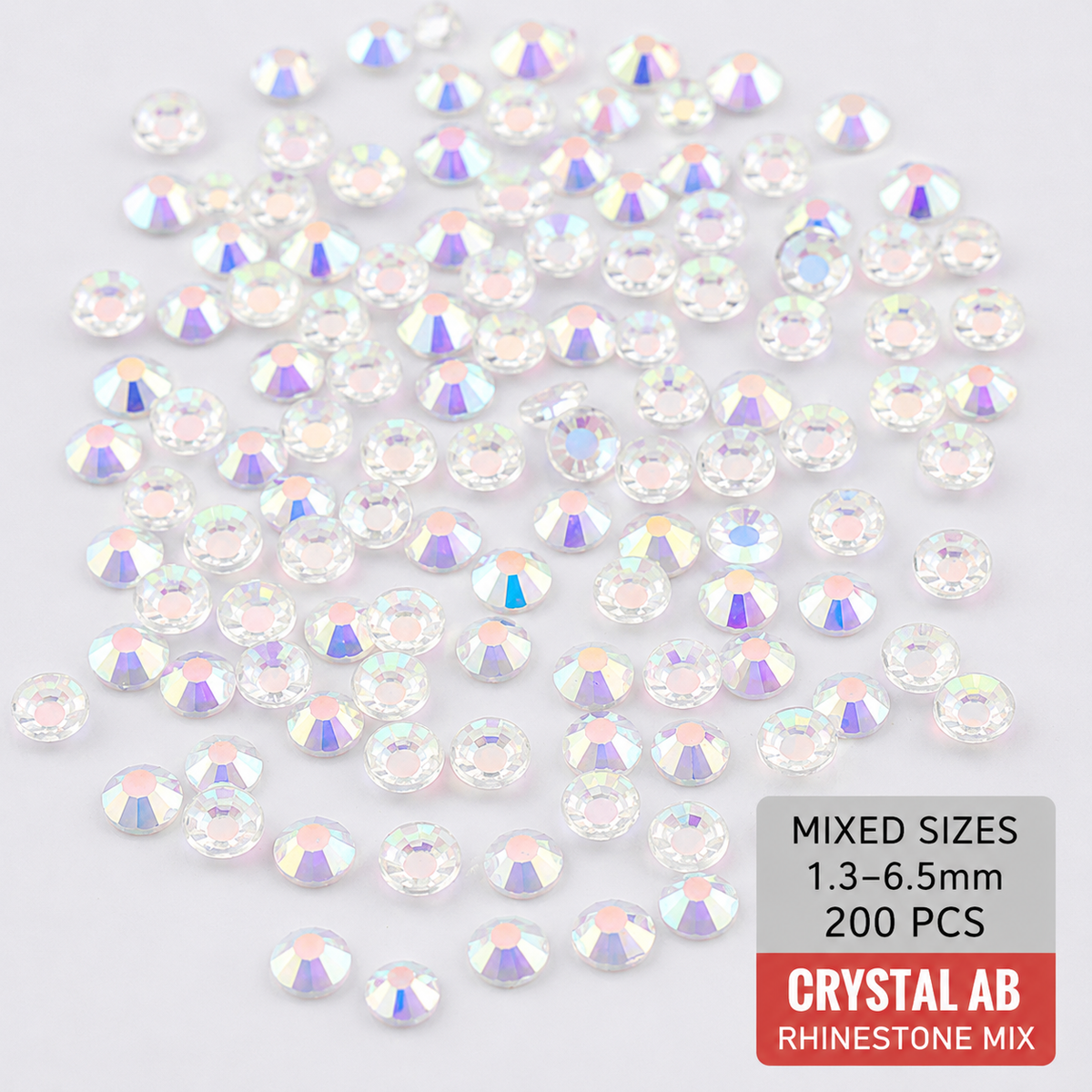 Flat-Back Rhinestone Nail Art Kit (Mixed Sizes 1.3–6.5mm)