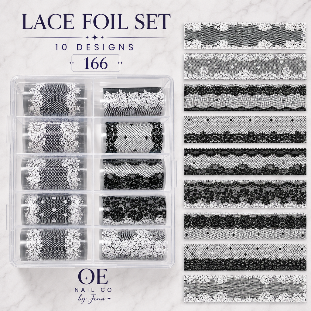 Black & White Lace Nail Art Transfer Stickers | 166 Mixed Styles