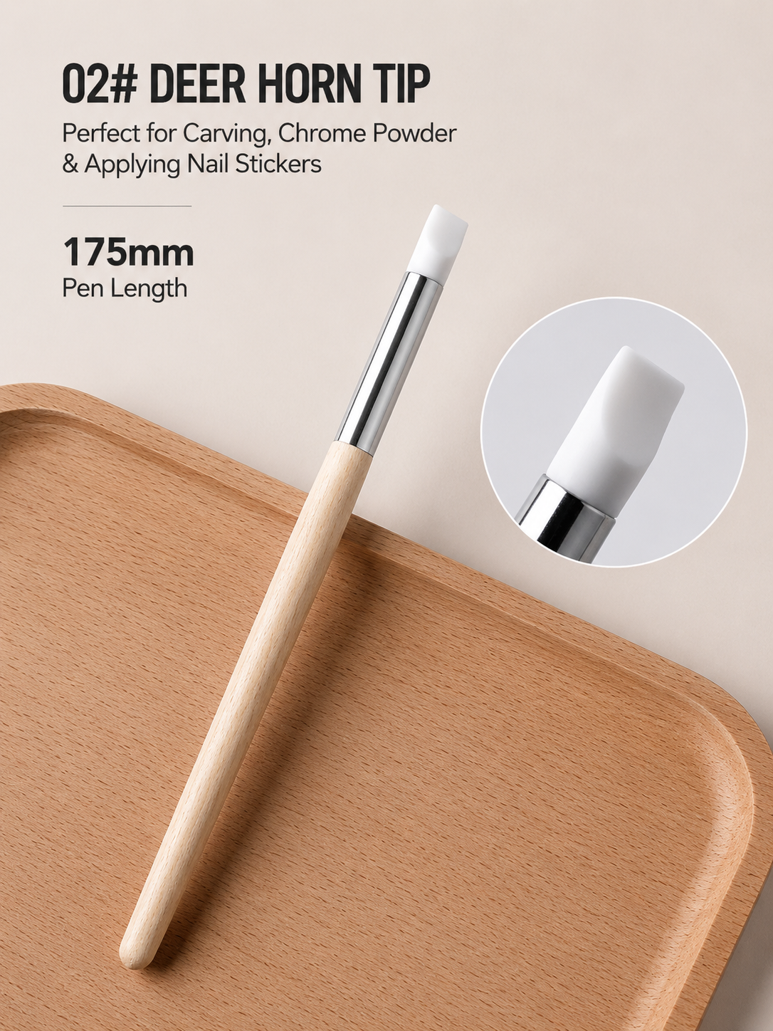 Silicone Nail Art Pen Set | Wooden Handle, 5 Tip Styles