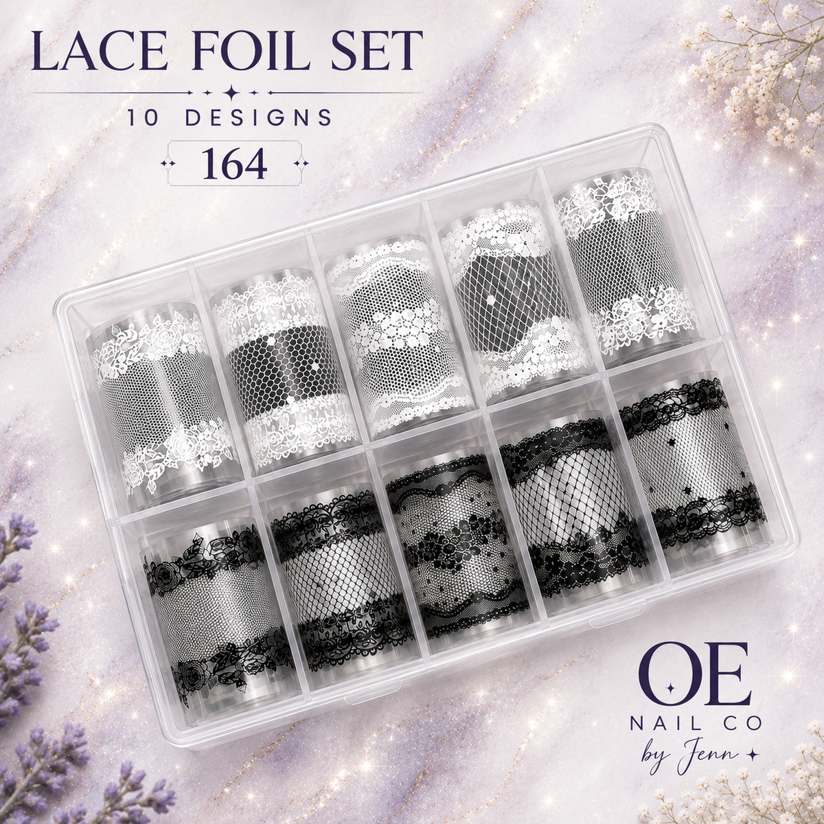 Black & White Lace Nail Art Transfer Stickers | 166 Mixed Styles