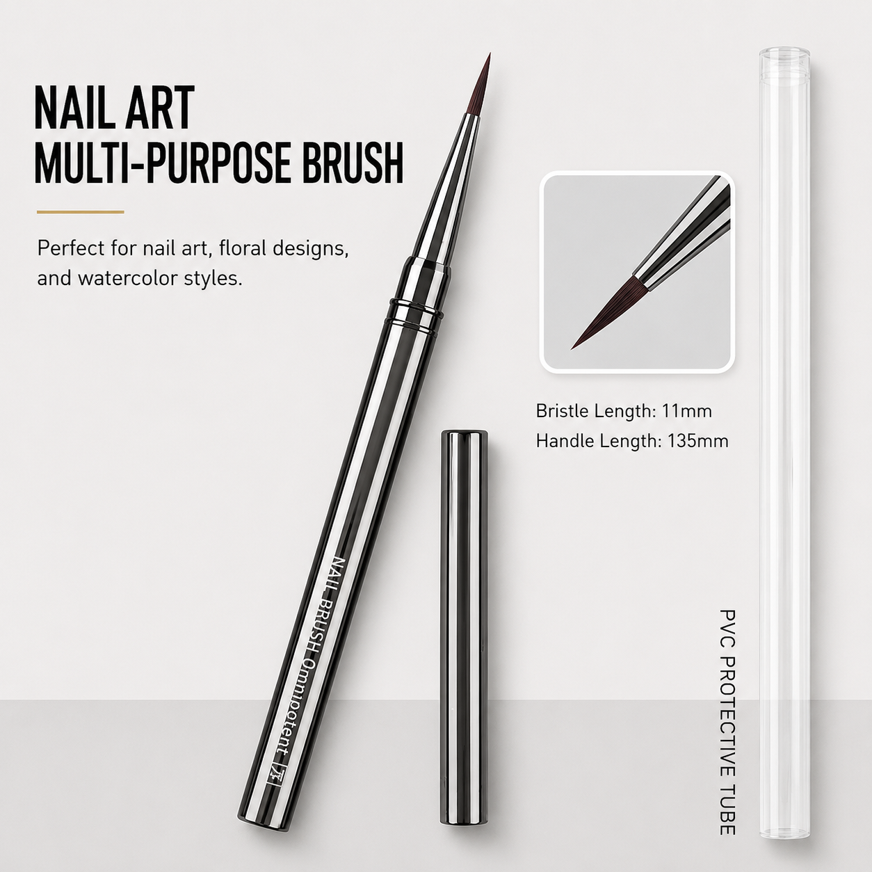 Professional Metal Handle Nail Art Brush Collection | Precision Liner, Detailing & Gel Shader Brushes
