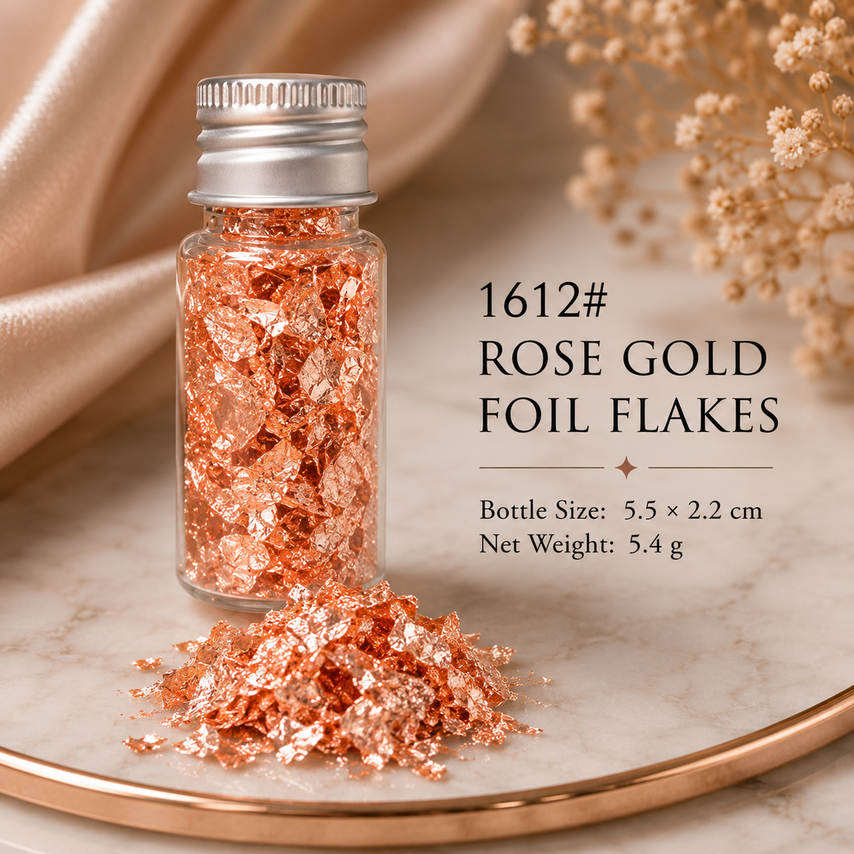 Elements Metallic Nail Foil Flakes | Gold, Silver & Rose Gold
