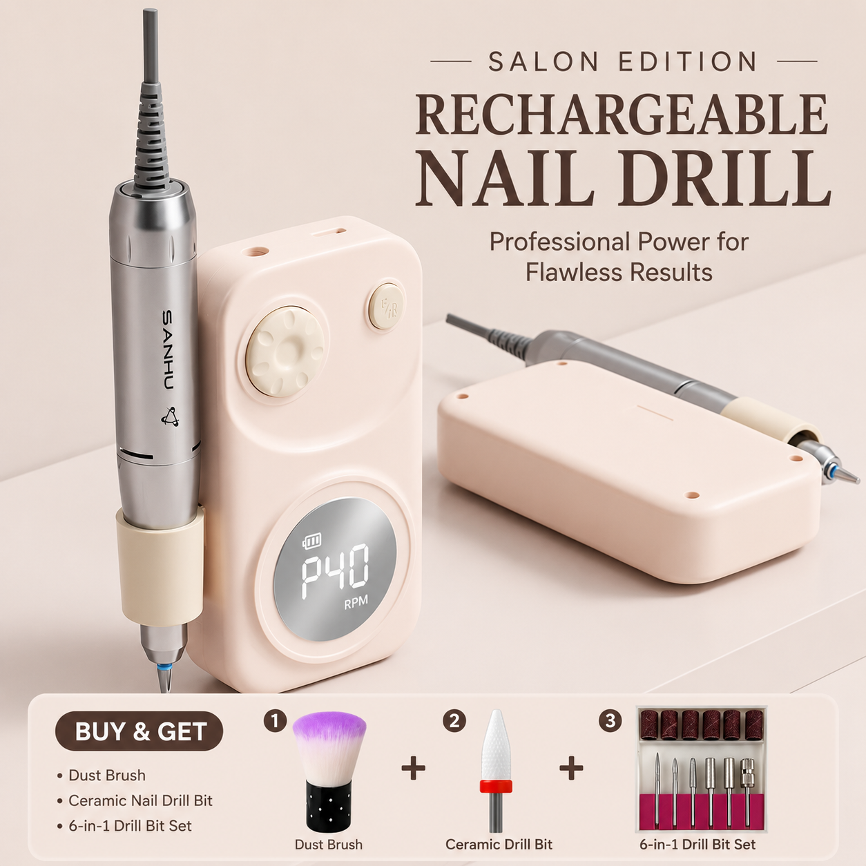 Nebula Nail Drill | Whisper-Quiet Power for Home & Salon