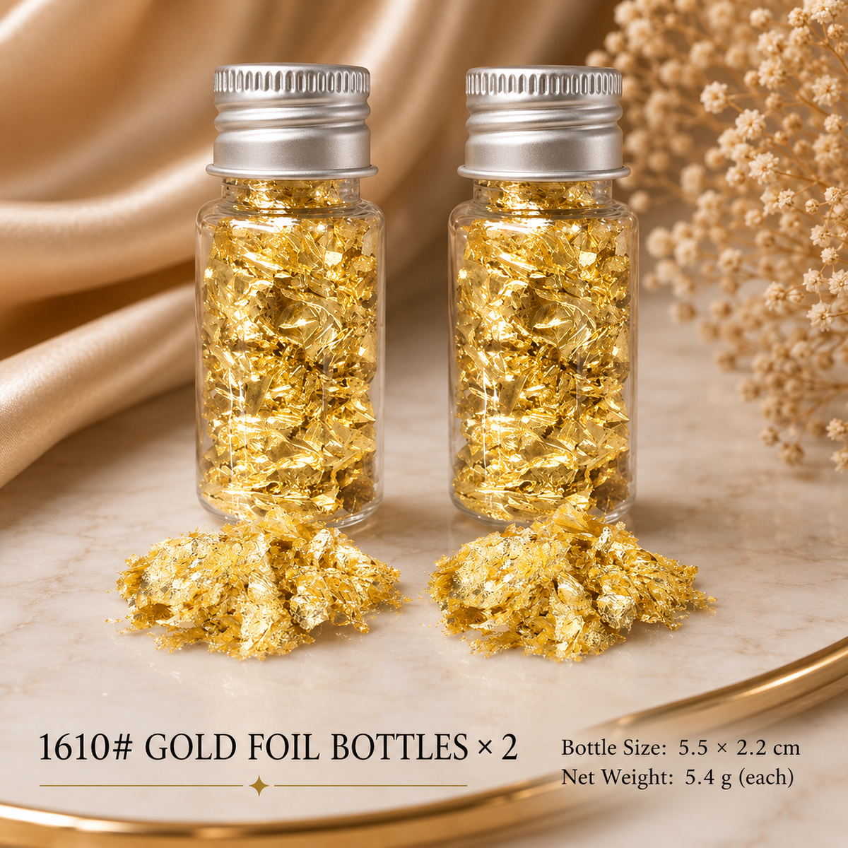 Elements Metallic Nail Foil Flakes | Gold, Silver & Rose Gold