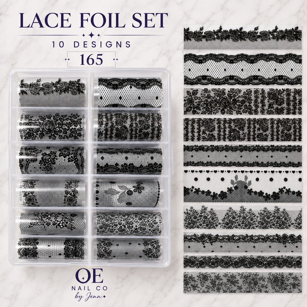 Black & White Lace Nail Art Transfer Stickers | 166 Mixed Styles