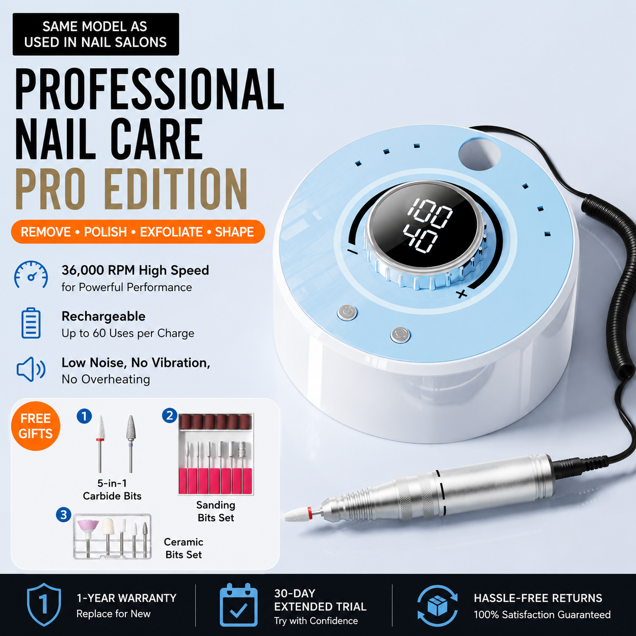 Iron Fine Nail Drill | Zero Heat, Zero Vibration, Zero Compromise