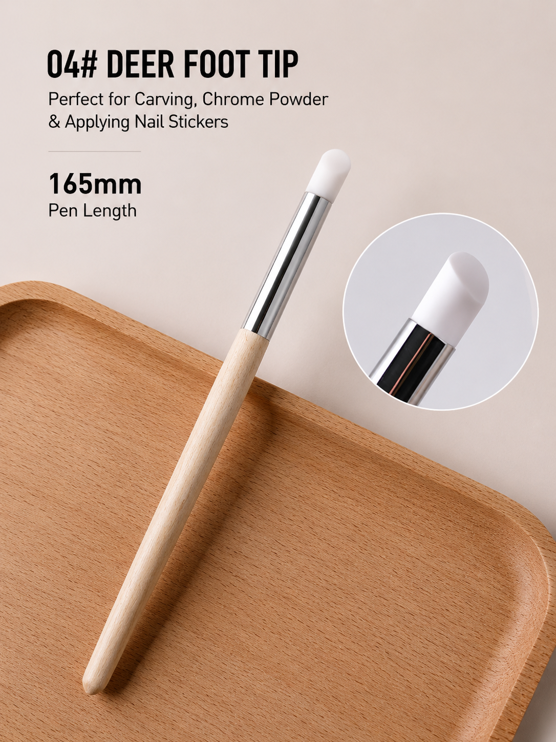 Silicone Nail Art Pen Set | Wooden Handle, 5 Tip Styles