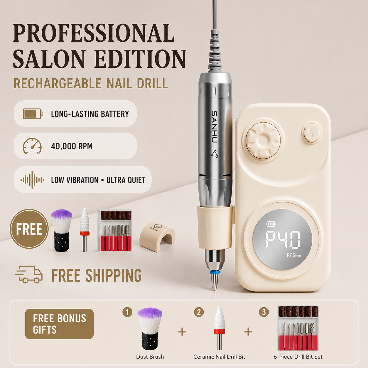 Nebula Nail Drill | Whisper-Quiet Power for Home & Salon