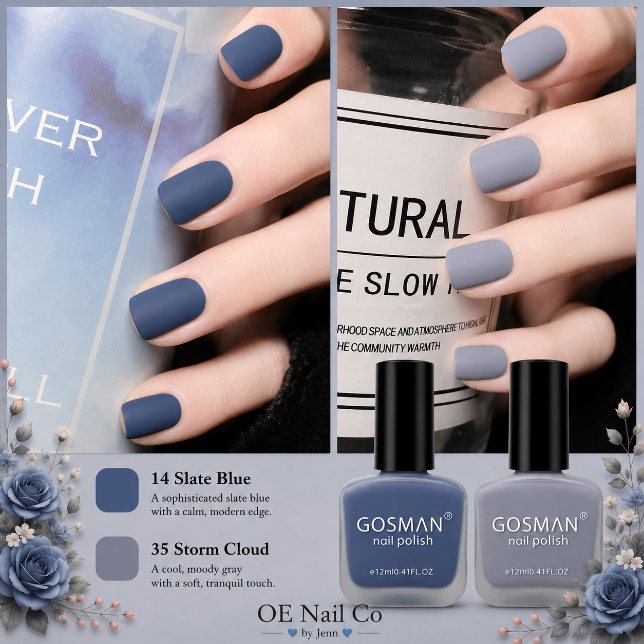 Matte Nail Polish Duo Set | 22 Color Combinations with Primer & Matte Top Coat