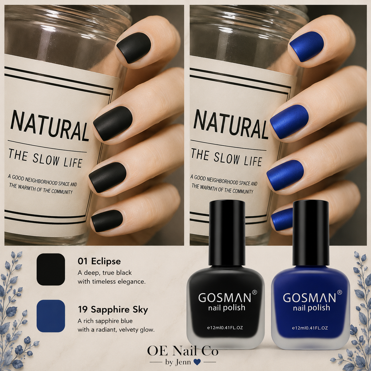 Matte Nail Polish Duo Set | 22 Color Combinations with Primer & Matte Top Coat