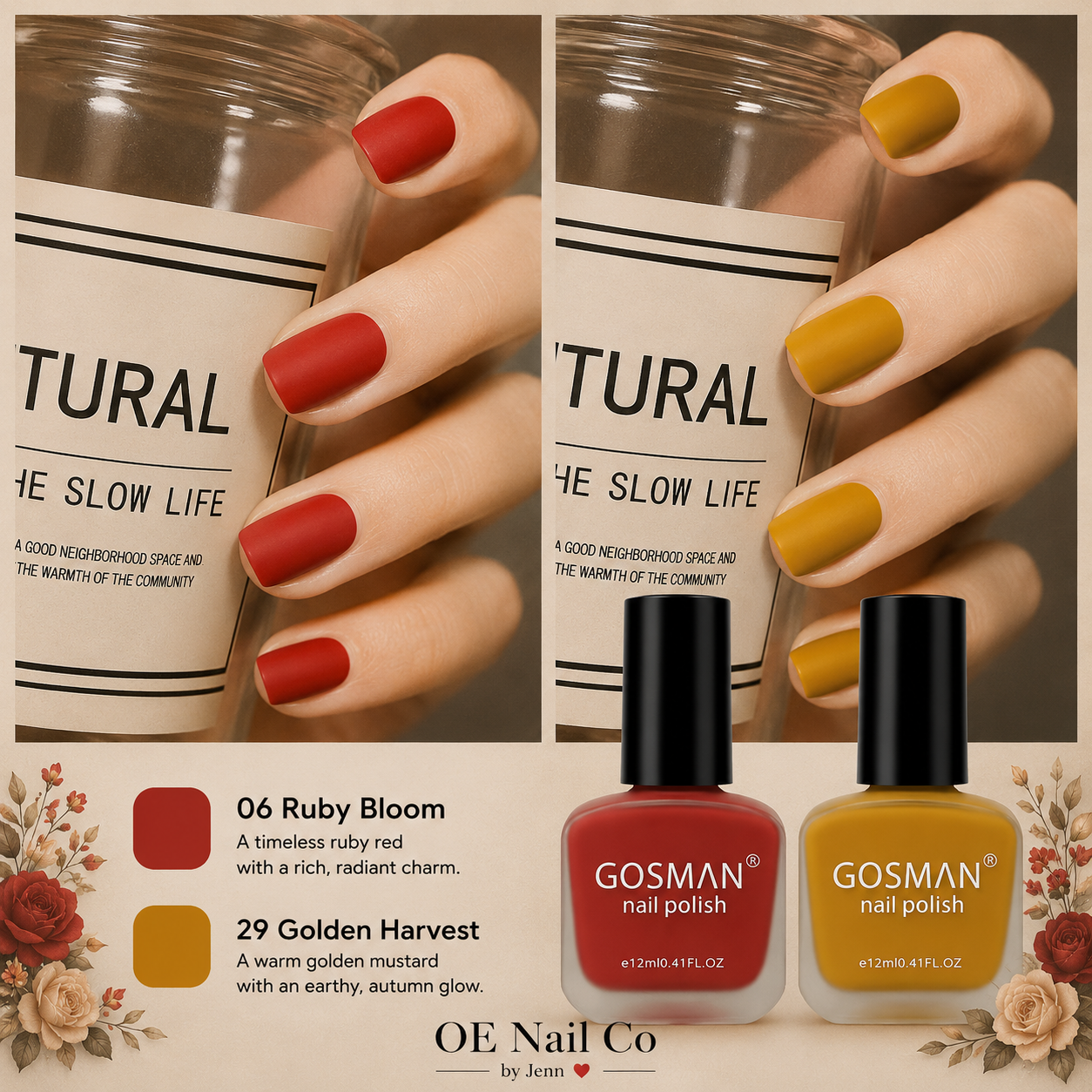 Matte Nail Polish Duo Set | 22 Color Combinations with Primer & Matte Top Coat