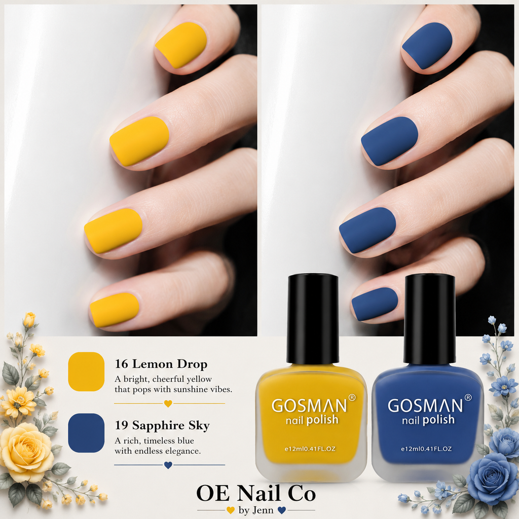 Matte Nail Polish Duo Set | 22 Color Combinations with Primer & Matte Top Coat
