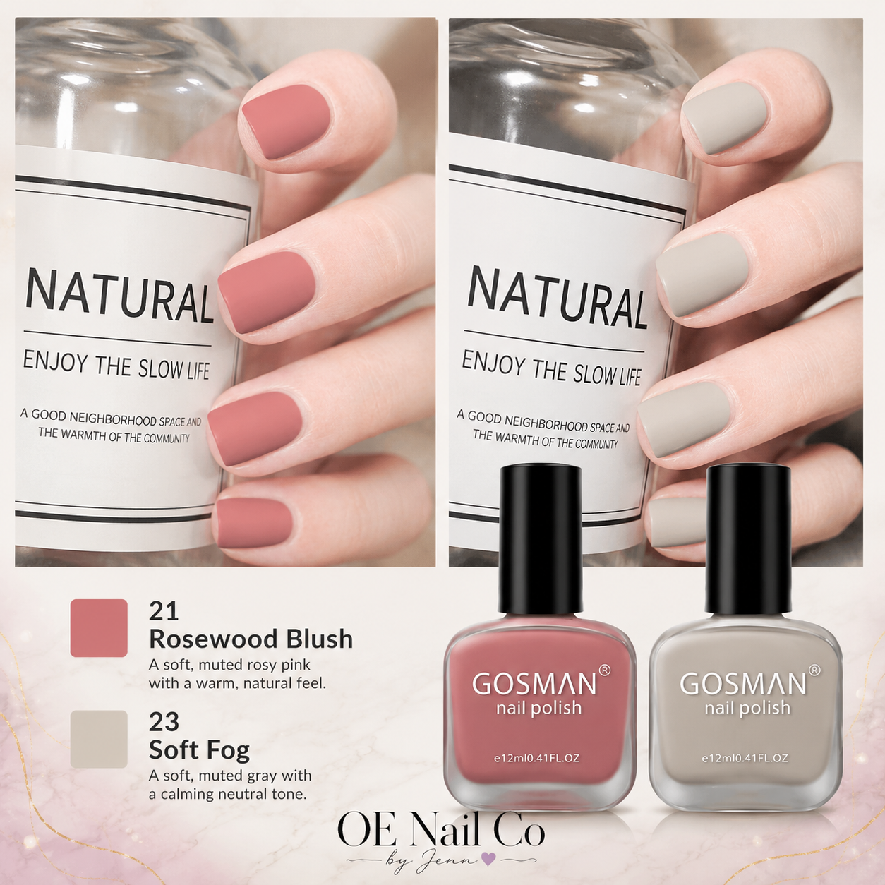 Matte Nail Polish Duo Set | 22 Color Combinations with Primer & Matte Top Coat
