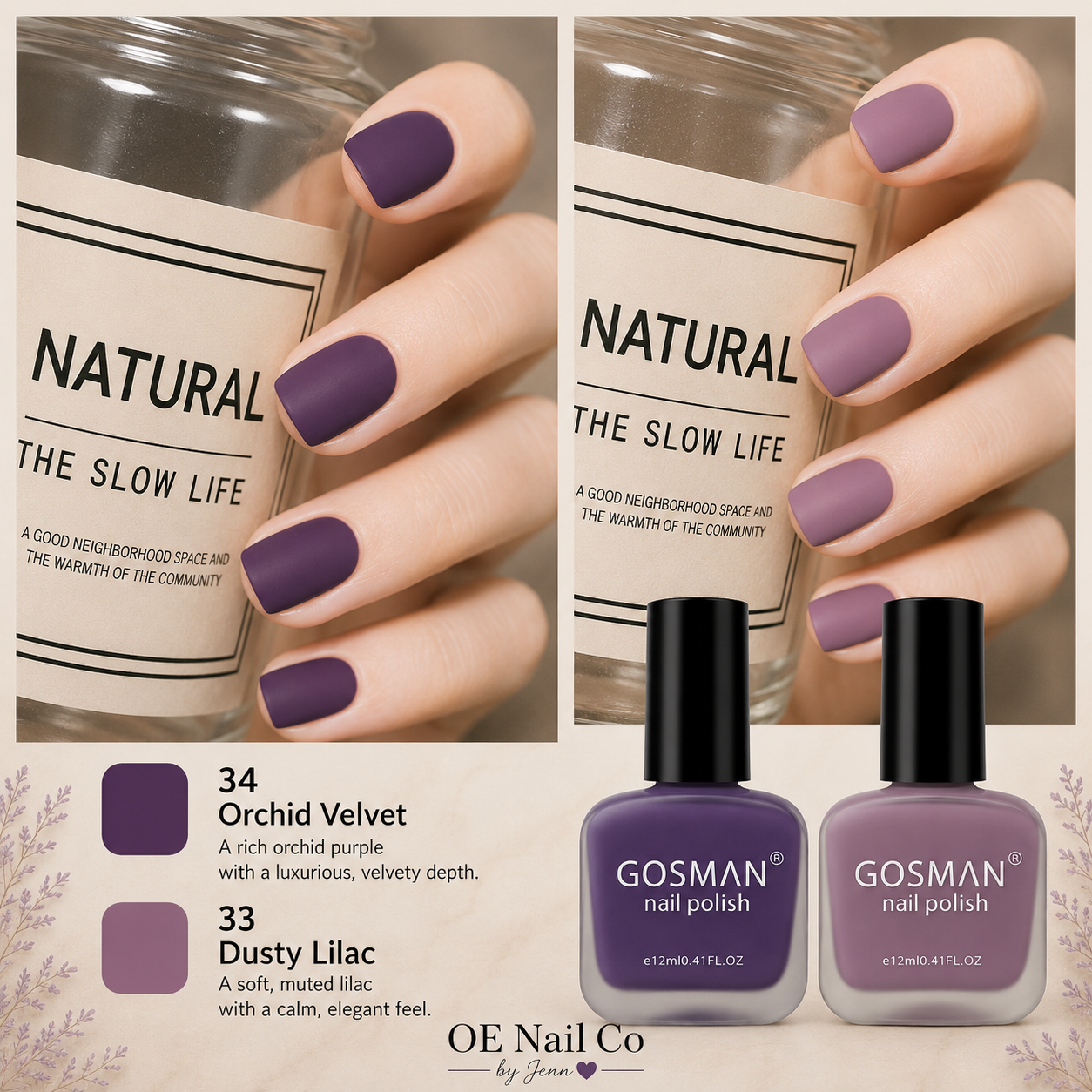 Matte Nail Polish Duo Set | 22 Color Combinations with Primer & Matte Top Coat