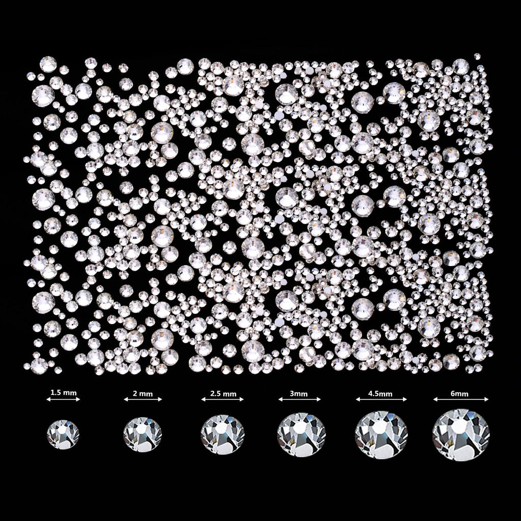 Crystal Glass Rhinestone Nail Kit | 12-Grid Flat-Back Diamond Set
