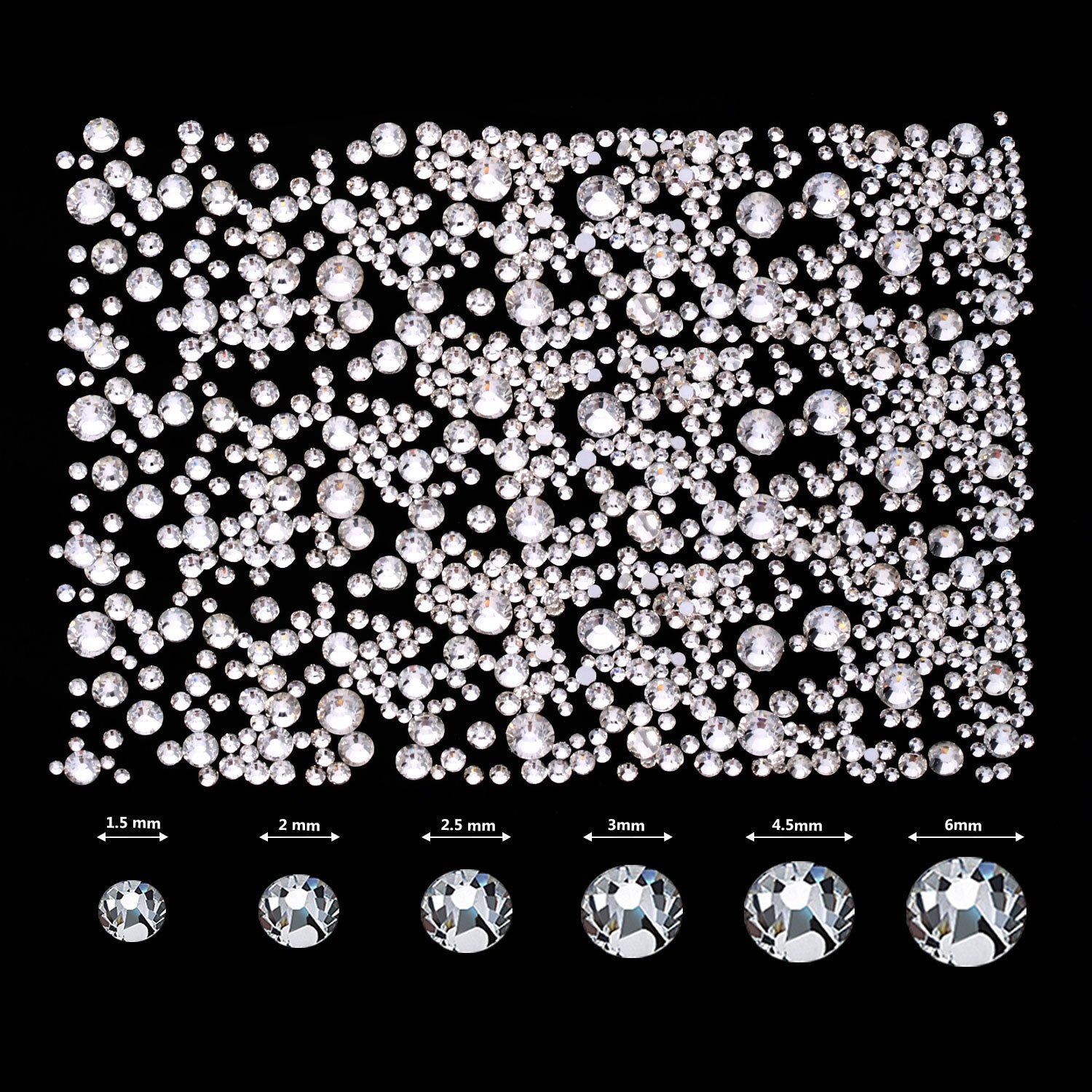 Crystal Glass Rhinestone Nail Kit | 12-Grid Flat-Back Diamond Set