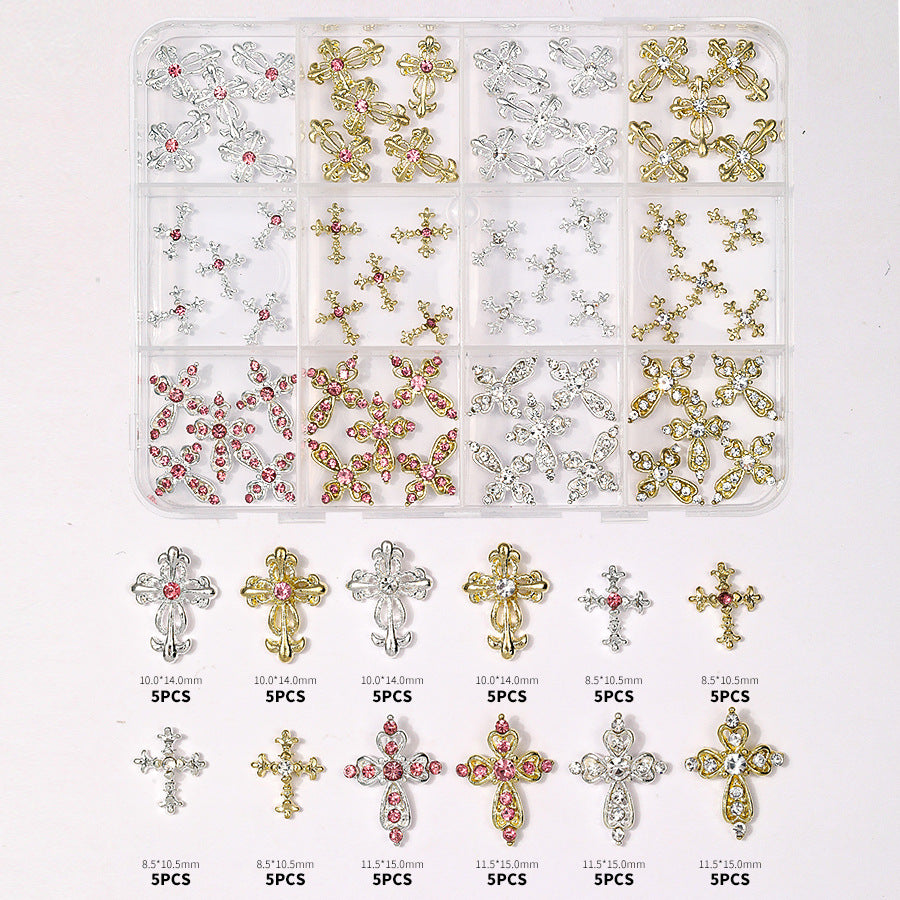 Multi-Style 3D Nail Charms Collection | Y2K, Gothic Crosses & Golden Butterfly Assortments