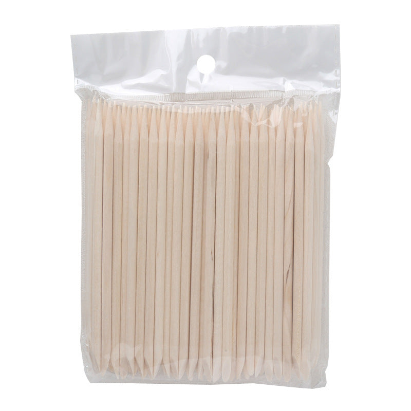 Nail art 100 orange sticks, beech dotted drill sticks 11.4cm, nail tool kit, multifunctional cleaning stick