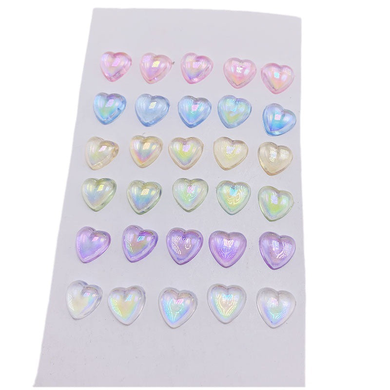 Colorful Heart-Shaped Flat-Back Resin Gems | Nail Art & DIY Decoration