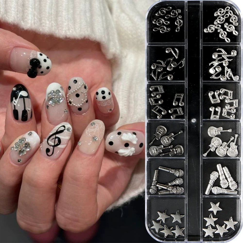 Music-Themed Nail Alloy Charms | Notes, Guitar & Stars