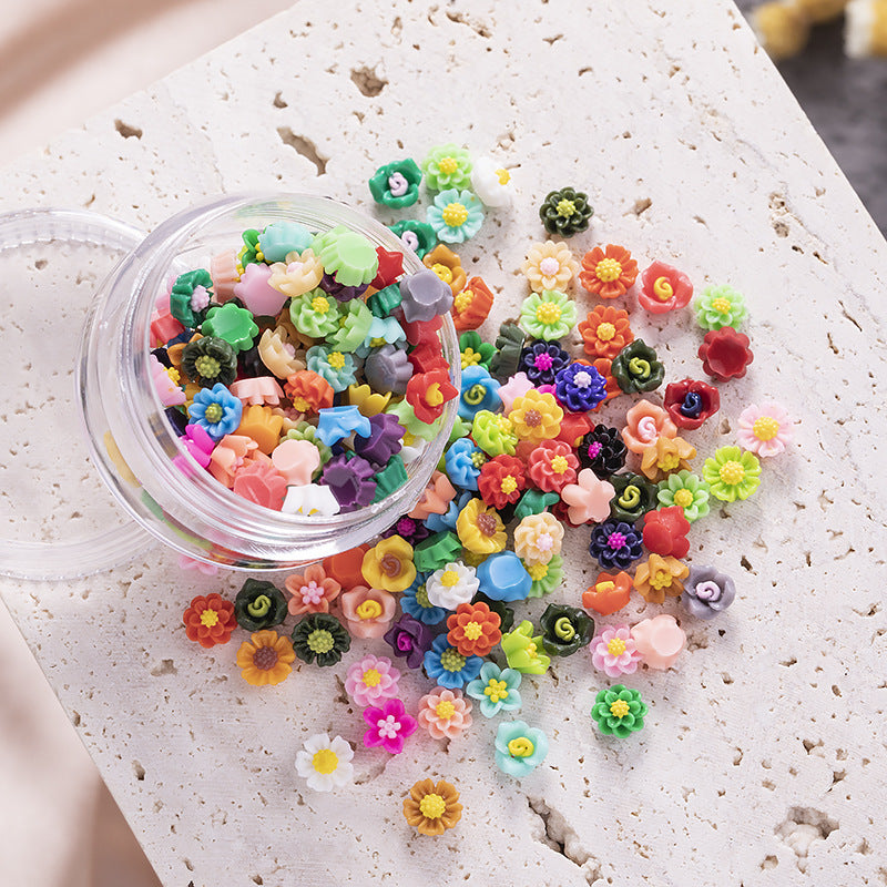 3D Small Flowers Nail Art Decorations | Mixed Colors 100 Pieces
