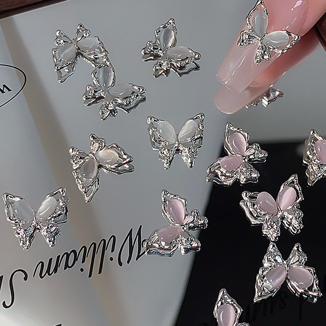 Cat's Eye Butterfly Nail Charms | 3D Alloy Nail Jewelry