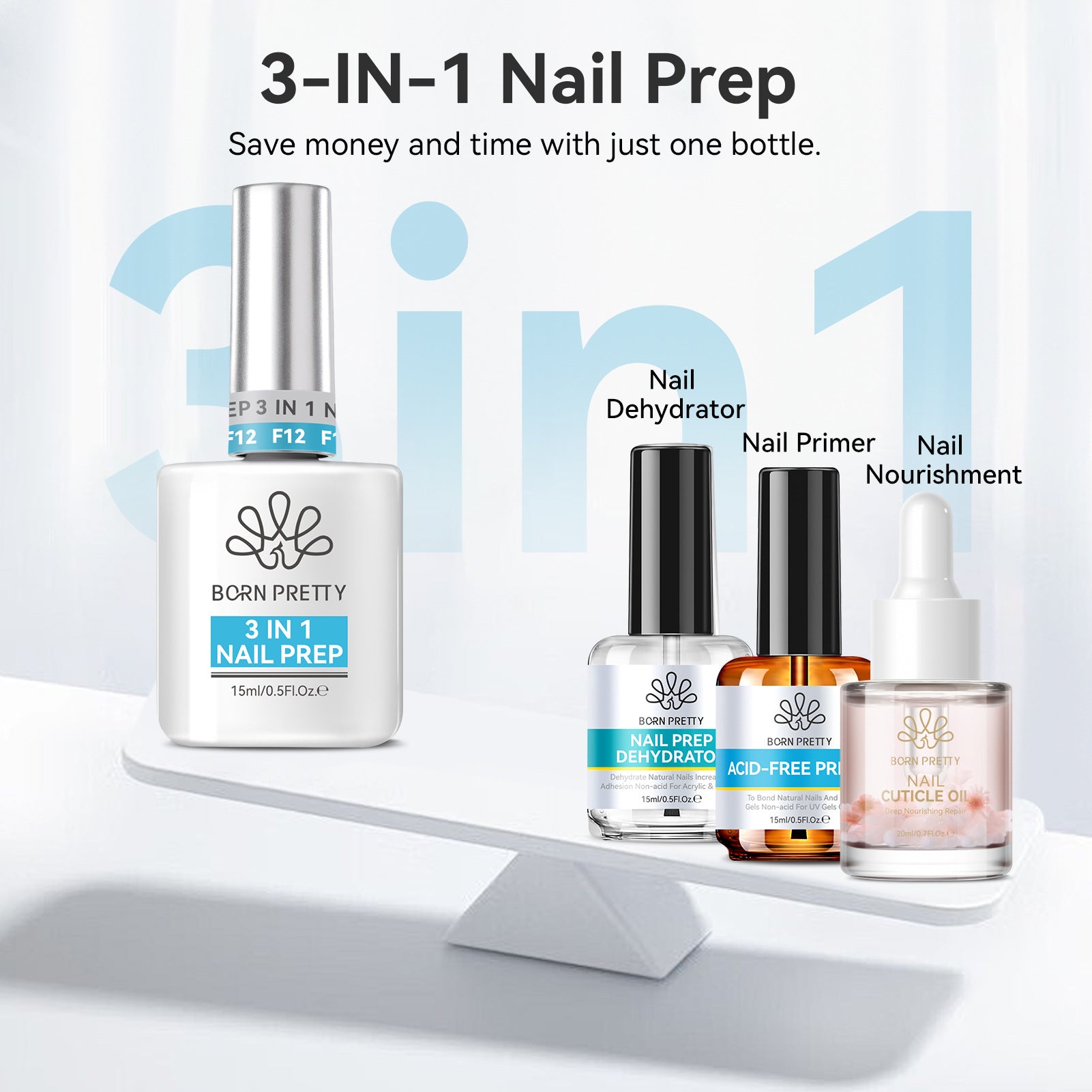 BORN PRETTY New Nail 3-in-1 Desiccant Staplizer Nail Surface Repair Care Solution Nail Balancing Liquid