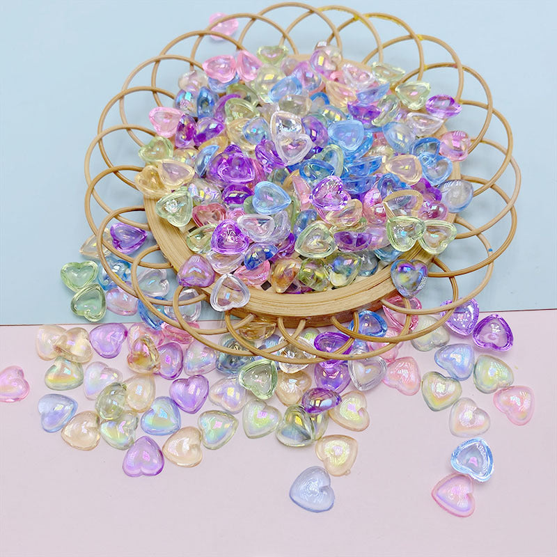 Colorful Heart-Shaped Flat-Back Resin Gems | Nail Art & DIY Decoration