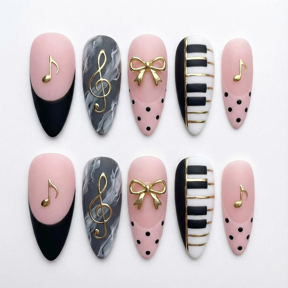 Music-Themed Nail Alloy Charms | Notes, Guitar & Stars