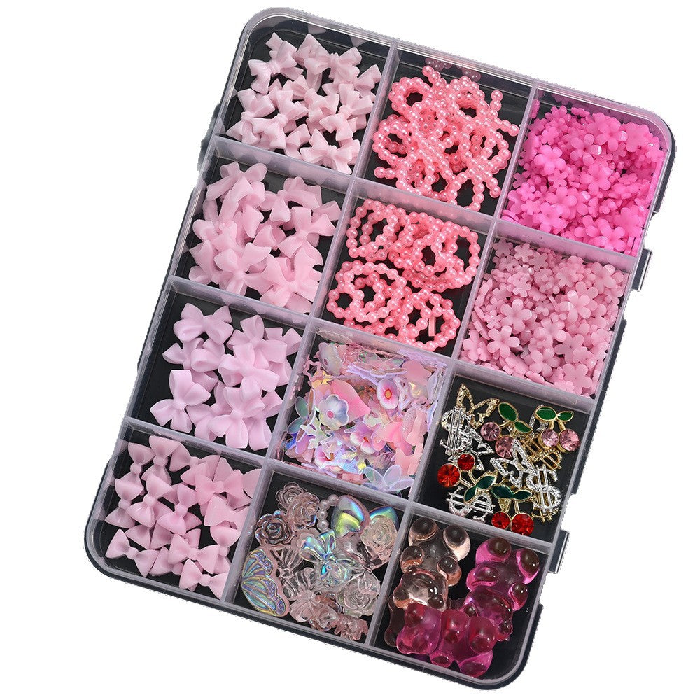 12-Grid Nail Jewelry Set | Bows, Pearls, Butterflies & More