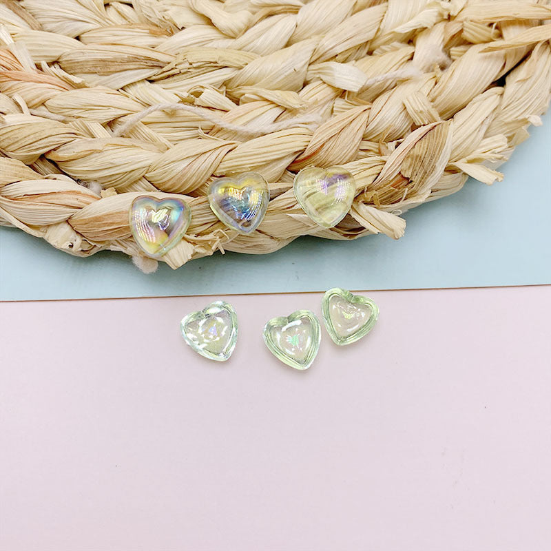 Colorful Heart-Shaped Flat-Back Resin Gems | Nail Art & DIY Decoration